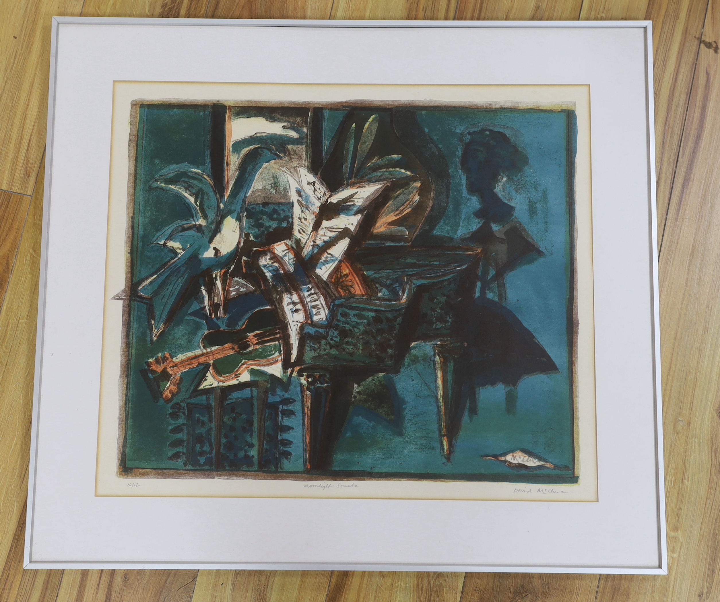 David McClure (1926-1998), colour screenprint, 'Moonlight Sonata', signed in pencil, limited edition 10 of 12, 61 x 52cm